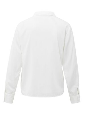 Yaya Blouse with bow detail in the collar pure white 01-201187-511