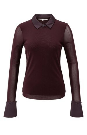 Yaya Mesh top with removable cuffs and collar fudge purple 01-709346-511