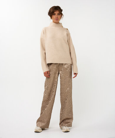 Esqualo Sweater shoulder buttons sand
