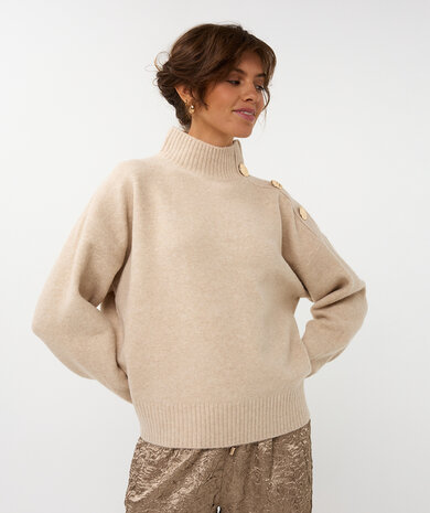 Esqualo Sweater shoulder buttons sand