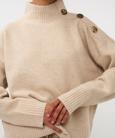 Esqualo Sweater shoulder buttons sand