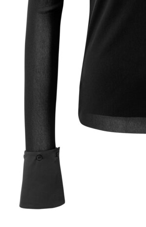 Yaya Mesh top with removable cuffs and collar zwart 01-709346-511