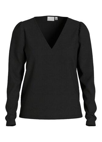 Vila vieleinas v-neck top Black Beauty SILVER GLITTER