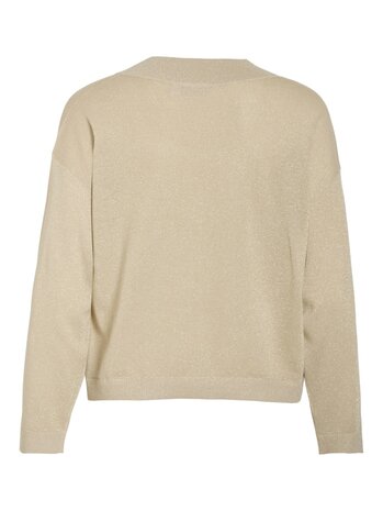 Vila viginny v-neck l/s glitter knit top/pb Frosted Almond LIGHT GOLD GLITTER