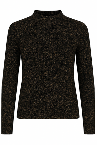 Vila viginny glitter knit top turtle hals Black Beauty glitter