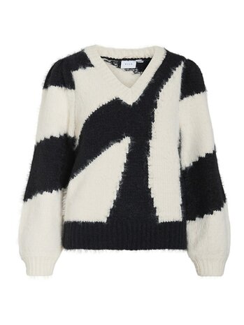 Vila vikunnuo v-neck l/s knit top Birch BLACK