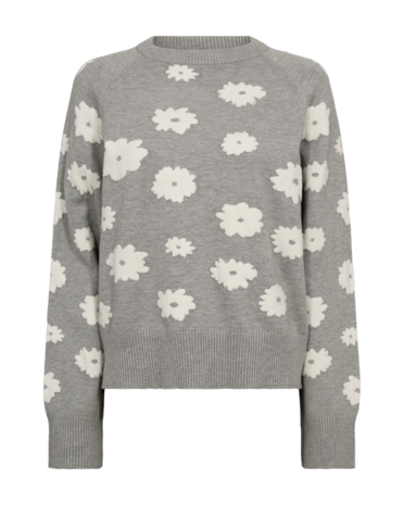 Freequent fqalpi-pullover L. Grey Mel. w. Star Off-White