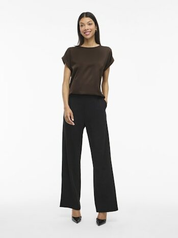 Vila viellette s/s satin top - noos coffee been