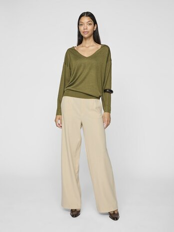Vila vivarone hw wide pant - noos Sandshell