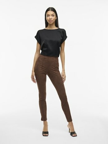 Vila viellette s/s satin top/su zwart