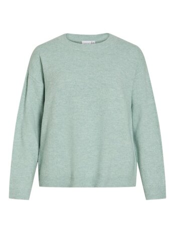 Vila viliga l/s o-neck knit top - noos Blue Surf MELANGE