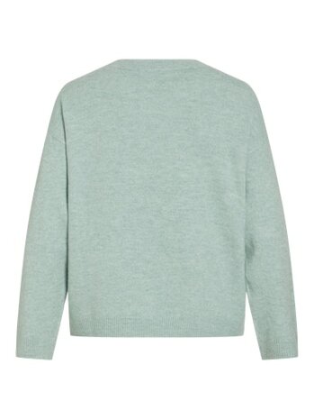 Vila viliga l/s o-neck knit top - noos Blue Surf MELANGE