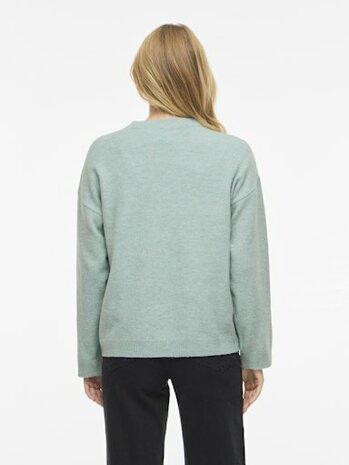 Vila viliga l/s o-neck knit top - noos Blue Surf MELANGE