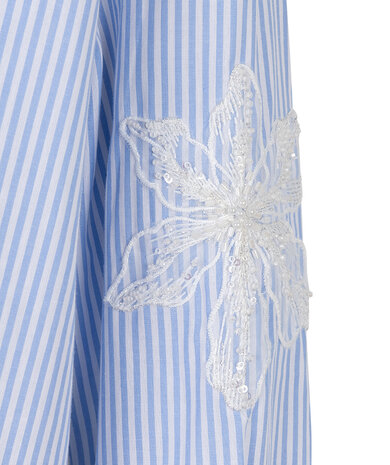 Esqualo Blouse striped flower patch White / Blue