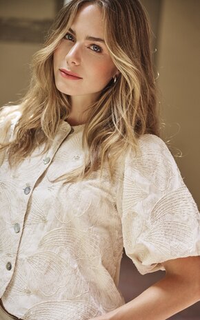 Esqualo Top balloon 3D shell print Ecru