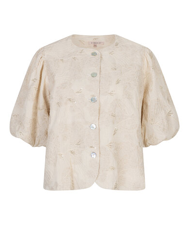 Esqualo Top balloon 3D shell print Ecru