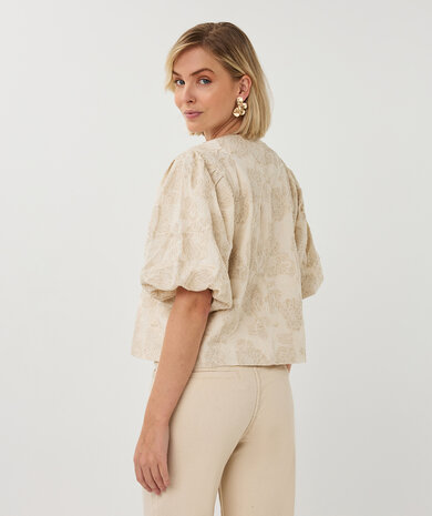 Esqualo Top balloon 3D shell print Ecru