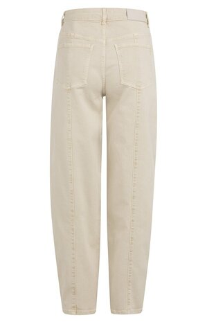 Yaya Barrel jeans with visible back seams and soft wash sandstone beige