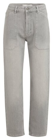 Yaya Cargo jeans with low crotch and wide legs mid grey denim