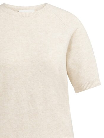 Yaya Soft sweater with short sleeves and round neckline kit beige melange 01-000458-602