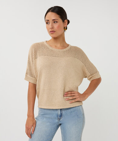 Esqualo Sweater ajour batwing Light Sand