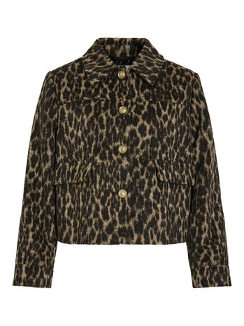 Vila visimba l/s short jacket Black Beauty Leopard