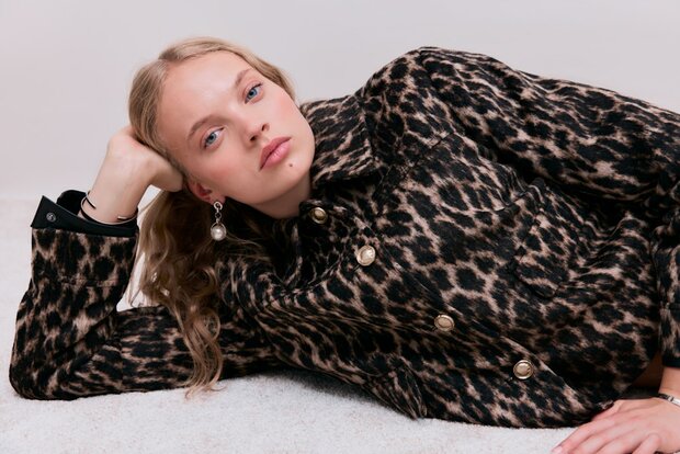 Vila visimba l/s short jacket Black Beauty Leopard