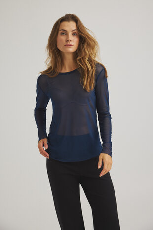 One Two Luxzuz Sigborg Mesh T-shirt 575 navy blue