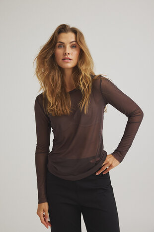 One Two Luxzuz Sigborg Mesh T-shirt 799 Choco Lux