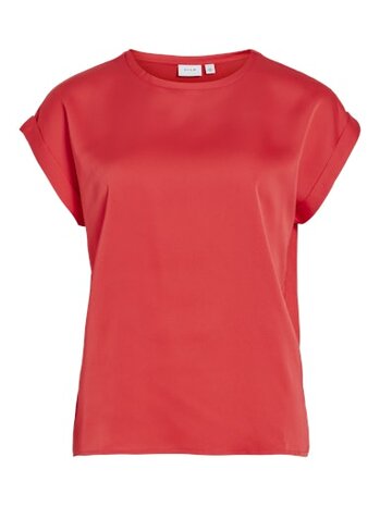 Vila viellette s/s satin top - noos Hibiscus