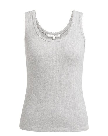 Yaya Ribbed singlet with delicate scalloped edge medium grey melange