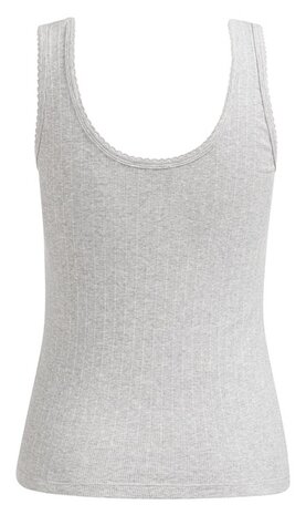 Yaya Ribbed singlet with delicate scalloped edge medium grey melange