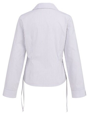 Yaya Fitted blouse with side drawstrings iron grey dessin