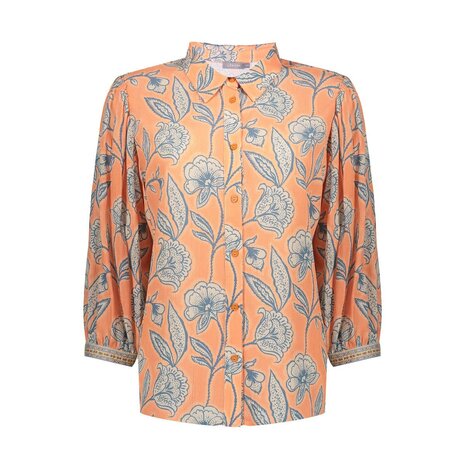 Geisha blouse coral, chambray, ecru 63201-20