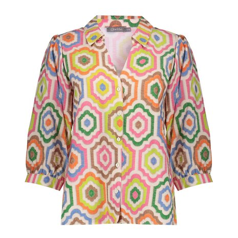 Geisha blouse ecru/tabacco/pink 63280-20