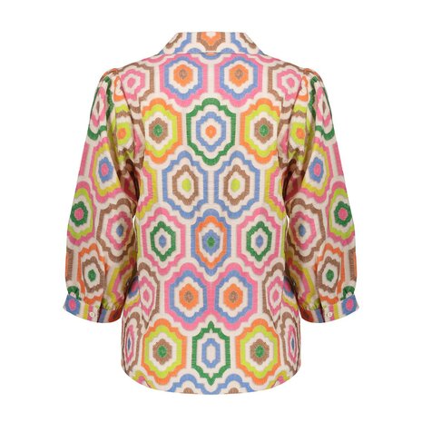 Geisha blouse ecru/tabacco/pink 63280-20