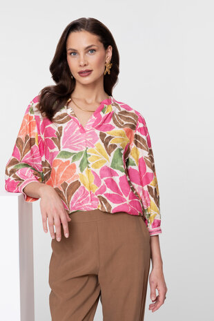 Geisha blouse ecru/tobacco/pink 63283-20