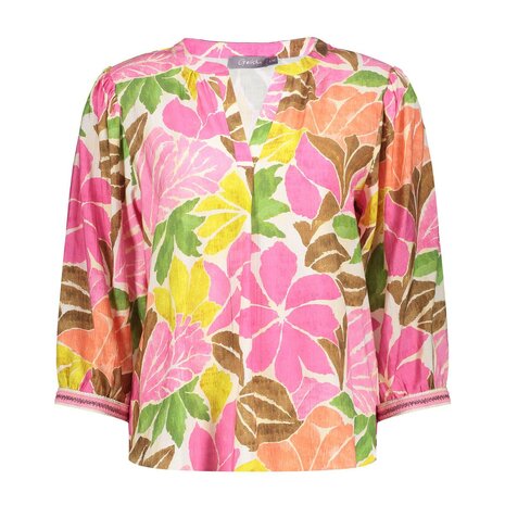 Geisha blouse ecru/tobacco/pink 63283-20