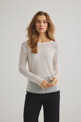 One Two Luxzuz Sigborg Mesh T-shirt Cream