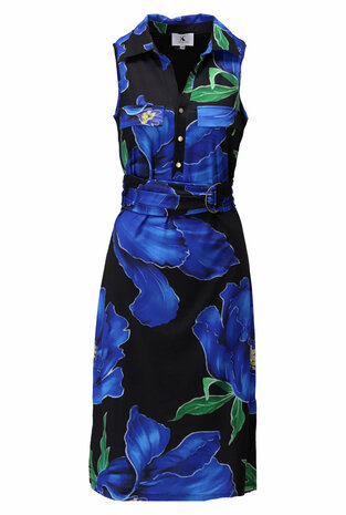 K-design Midi jurk met design blauw C318-P090