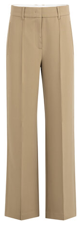 Yaya Woven trousers with wide legs and stitched details khaki green