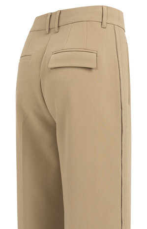 Yaya Woven trousers with wide legs and stitched details khaki green