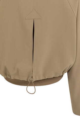 Yaya Short oversized jacket with ribbed hem khaki green