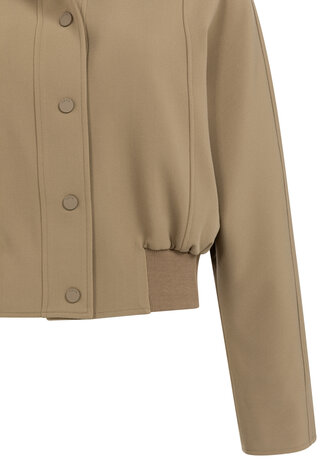 Yaya Short oversized jacket with ribbed hem khaki green