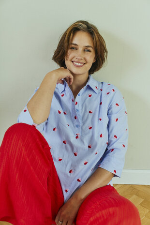 Freequent fqrosan-shirt Blue Bell w. Sweet Lilac