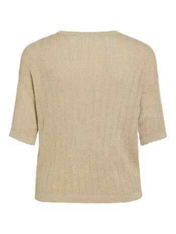 Vila vishem rev v-neck 2/4 glitter knit top Frosted Almond LIGHT GOLD GLITTER