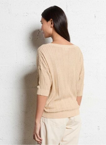 Vila vishem rev v-neck 2/4 glitter knit top Frosted Almond LIGHT GOLD GLITTER