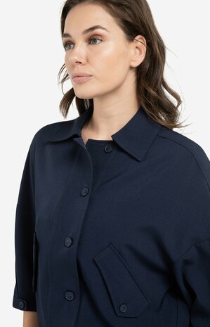 Yaya Blouse jacket with adjustable loop and practical pocket navy blazer blue