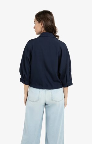 Yaya Blouse jacket with adjustable loop and practical pocket navy blazer blue