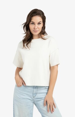 Yaya Short sleeve sweater with seam details 01-000562-603